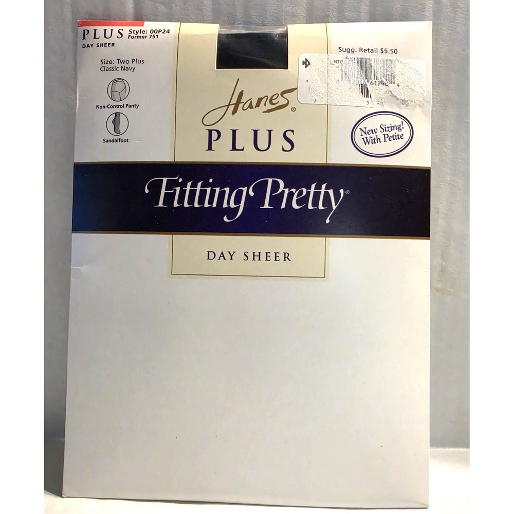 Hanes Plus Fitting Pretty Day Sheer Two Plus 2+ Navy